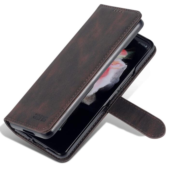 Bild 6, AZNS Galaxy Z Fold 5 Fodral Läder Brun