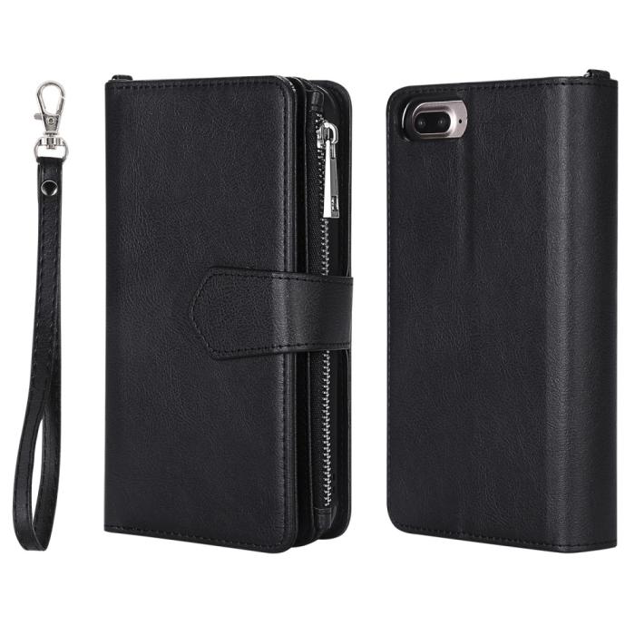 Bild 2, iPhone 6/6S/7/8 Plus - 2in1 Magnet Skal / Plånboksfodral - Svart