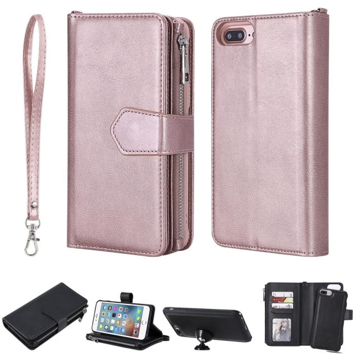 Bild 1, iPhone 6/6S/7/8 Plus - 2in1 Magnet Skal / Plånboksfodral - Roséguld