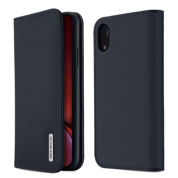 Bild 1, iPhone XR - DUX DUCIS Wish Äkta Läder Fodral - Blå