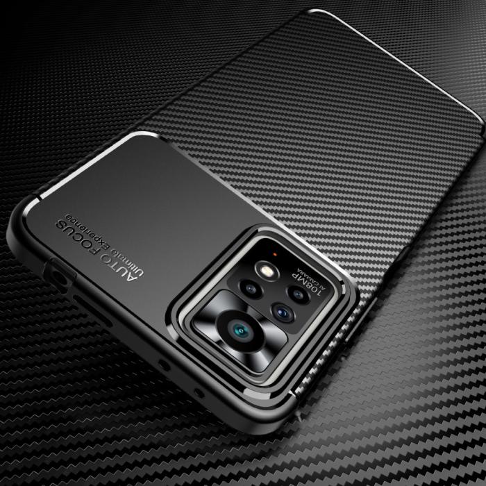 Bild 4, Xiaomi Redmi Note 11 Pro 5G Skal Kolfiber Textur Blå