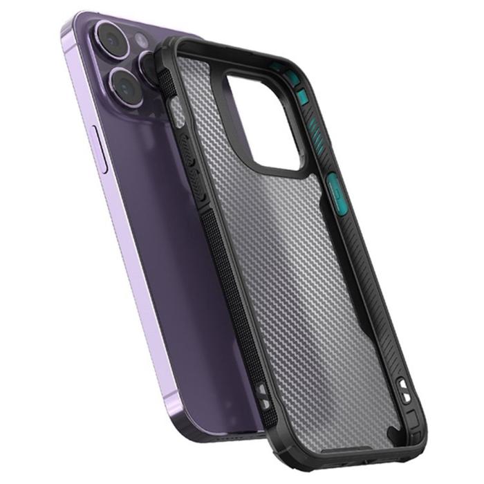 Bild 3, iPhone 16 Pro Skal Kolfiber Textur Transparent / Svart