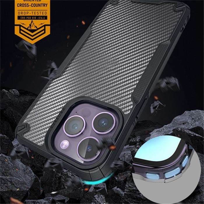 Bild 4, iPhone 16 Pro Skal Kolfiber Textur Transparent / Svart