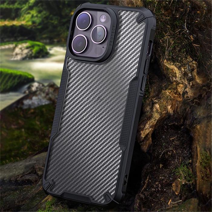 Bild 5, iPhone 16 Pro Skal Kolfiber Textur Transparent / Svart