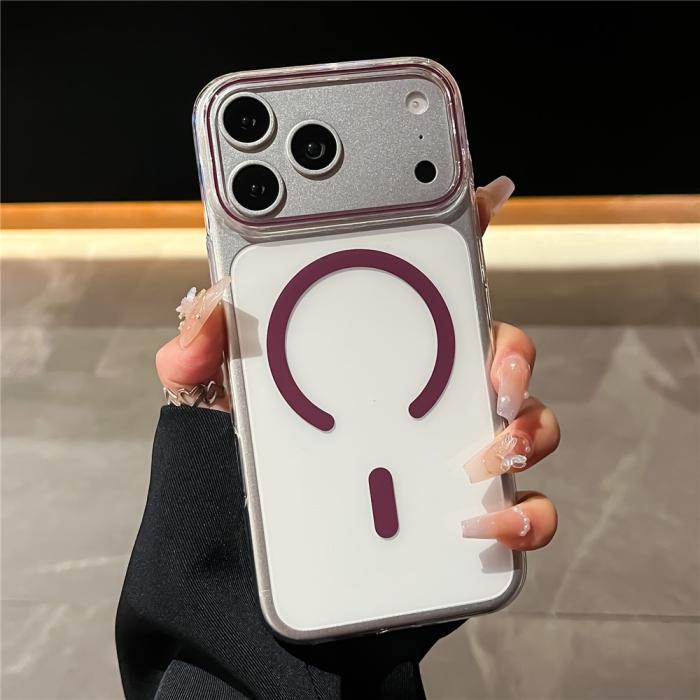 Bild 2, iPhone 18 Pro / 17 Pro Skal MagSafe Transparent/Vinröd