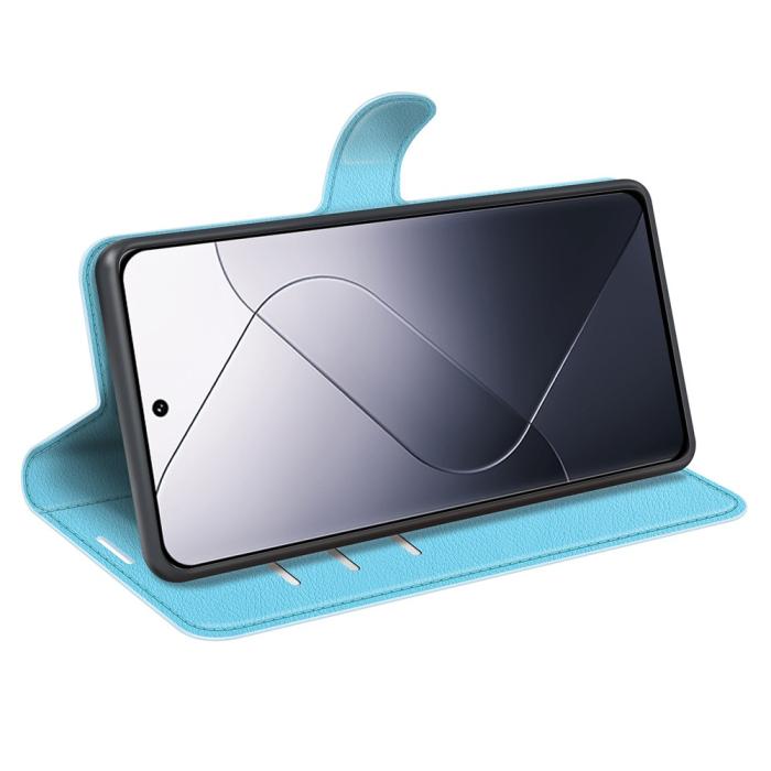 Bild 3, Xiaomi 14 Fodral Litchi Läder Ljus Blå
