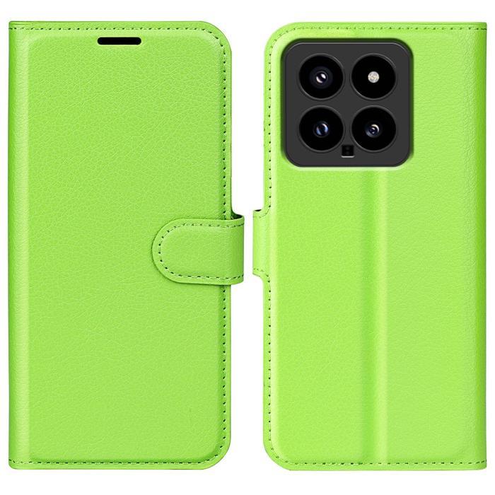 Bild 1, Xiaomi 14 Fodral Litchi Läder Grön