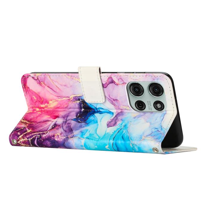 Bild 2, Motorola Moto G86 Power/G86 5G Fodral Läder Marmor Rosa/Lila