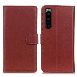 Sony Xperia 5 III Fodral Litchi Textur Brun