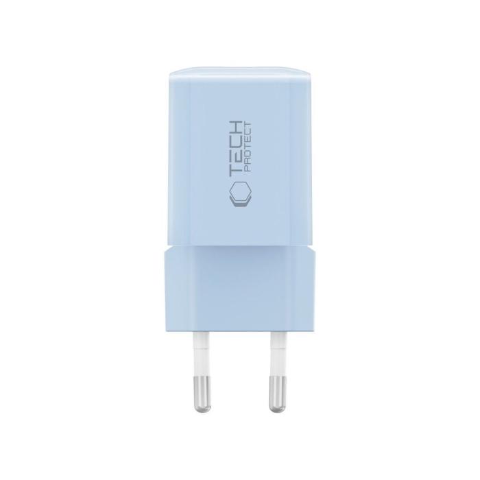Bild 3, Tech-Protect 33W Väggladdare PD QC USB-C / USB-A Baby Blue