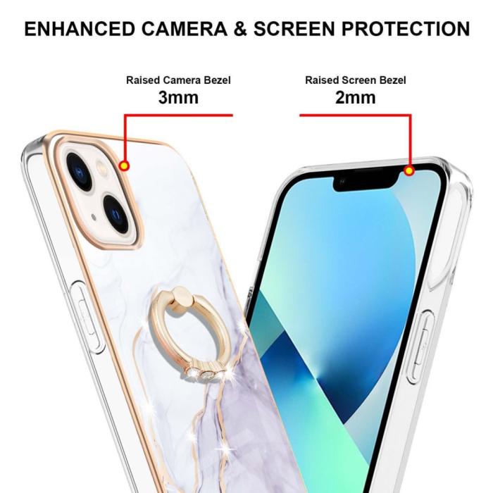 Bild 3, iPhone 15 Skal Ring Marmor Vit