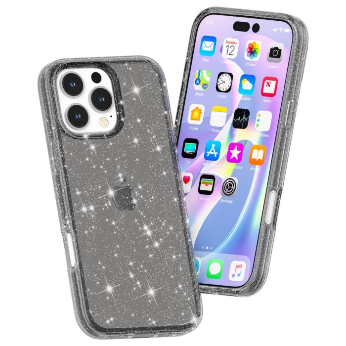 Bild 4, iPhone 16 Pro Skal Glitter Svart