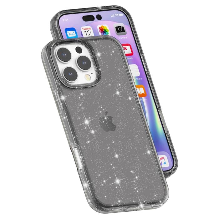Bild 6, iPhone 16 Pro Skal Glitter Svart