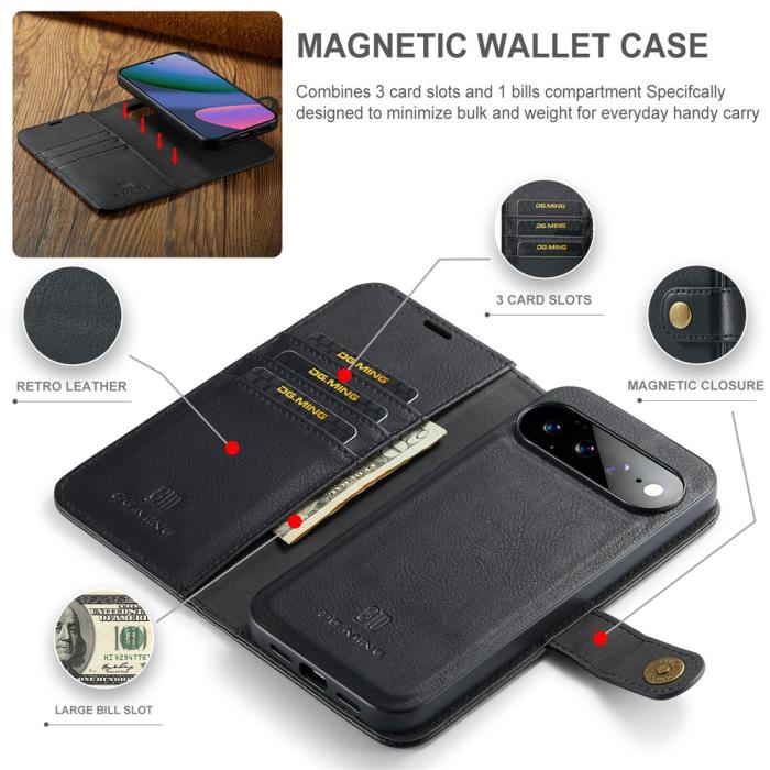 Bild 5, DG.MING Google Pixel 11 Pro XL Fodral Magnet 2in1 Svart