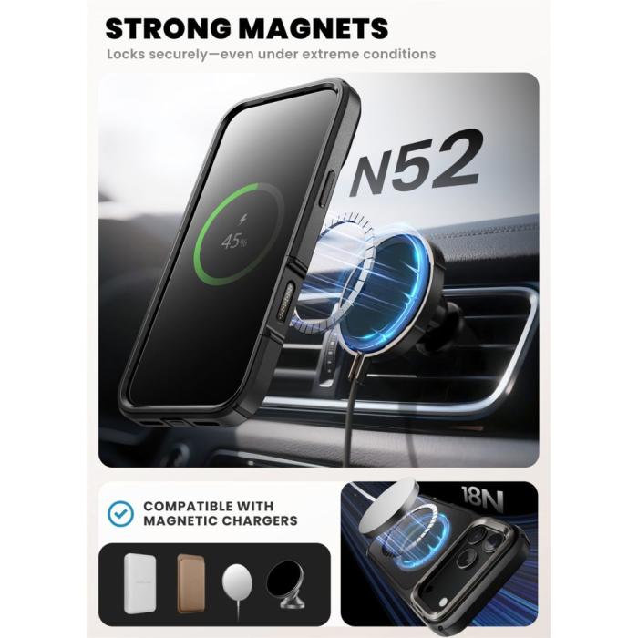 Bild 6, Supcase iPhone 17 Pro Max Skal MagSafe Iblsn Ares Flip Svart