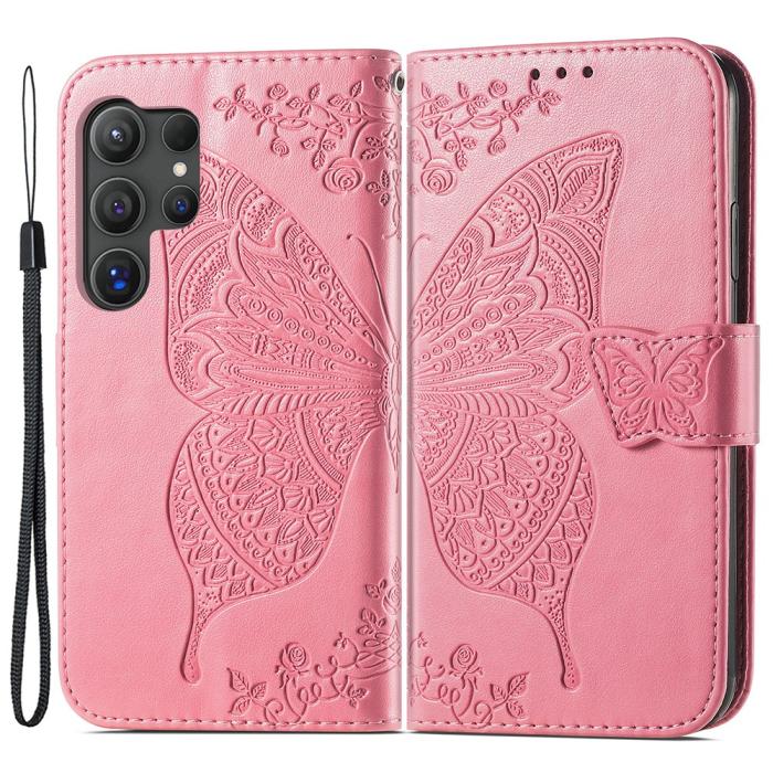 Bild 1, Samsung Galaxy S24 Ultra Fodral Big Butterfly Rosa