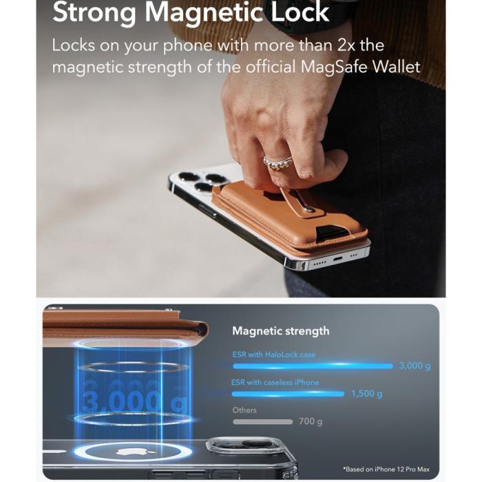 Bild 5, ESR MagSafe Korthållare Kickstand Läder (Find My-kompatibel)