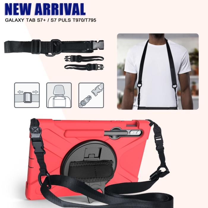Bild 3, Galaxy Tab S8 / Tab S7 Skal 360° Hybrid Kickstand Med Strap
