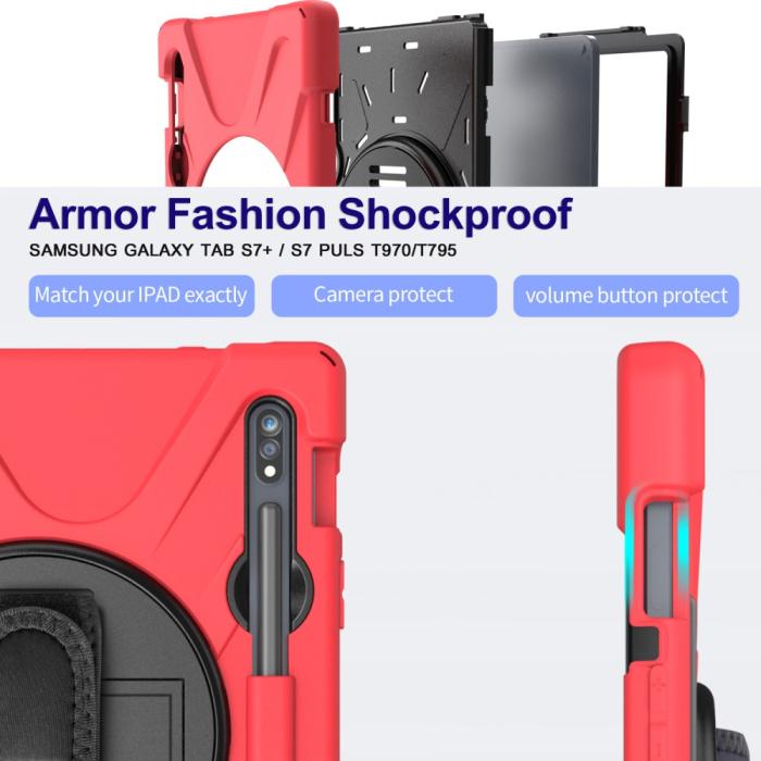 Bild 4, Galaxy Tab S8 / Tab S7 Skal 360° Hybrid Kickstand Med Strap