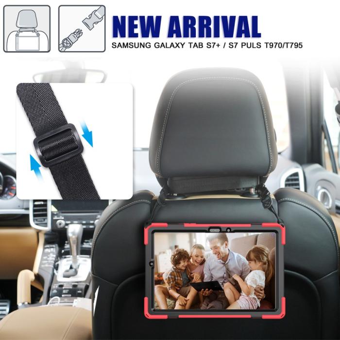 Bild 5, Galaxy Tab S8 / Tab S7 Skal 360° Hybrid Kickstand Med Strap