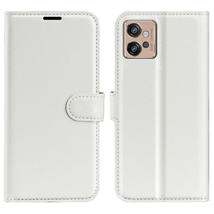 Bild 1, Motorola Moto G32 Fodral Litchi Läder Vit