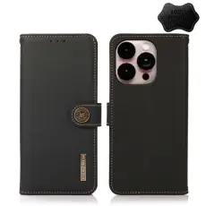 KHAZNEH iPhone 14 Pro Max Fodral RFID Äkta Läder Svart