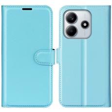 Xiaomi Redmi Note 14 4G Fodral Litchi L&auml;der Bl&aring;