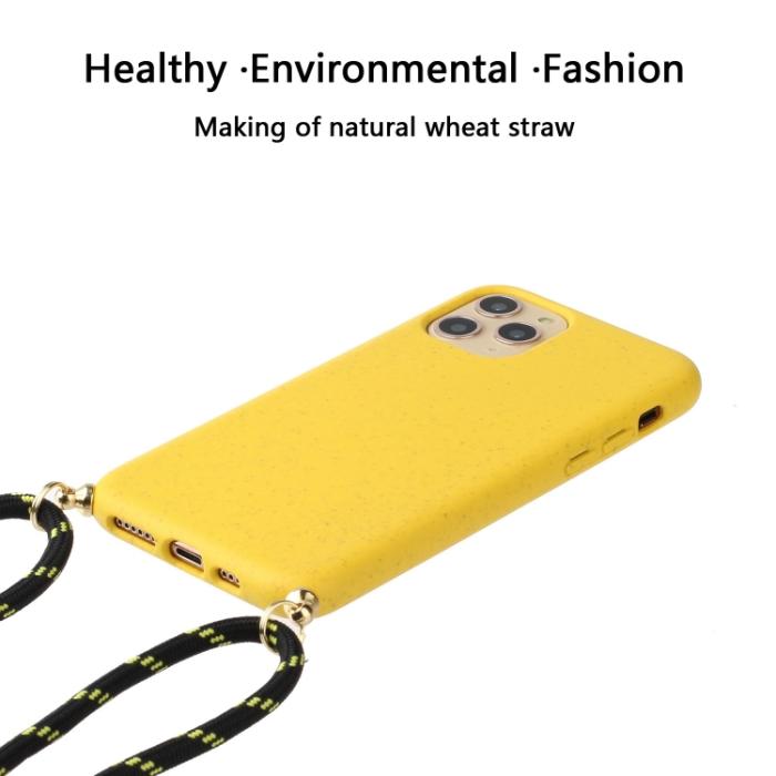 Bild 2, iPhone 15 Pro Skal Strawberry Design Med Strap Gul