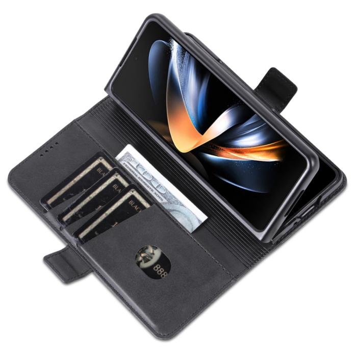 Bild 5, AZNS Galaxy Z Fold 5 Fodral PU-Läder Svart