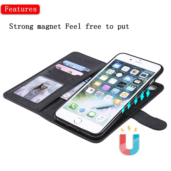 Bild 5, iPhone 6/6S/7/8 Plus - 2in1 Magnet Skal / Plånboksfodral - Svart