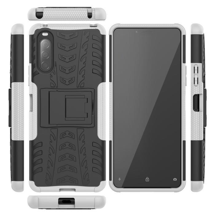 Bild 2, Sony Xperia 10 II - Ultimata Stöttåliga Skalet med Stöd - Vit