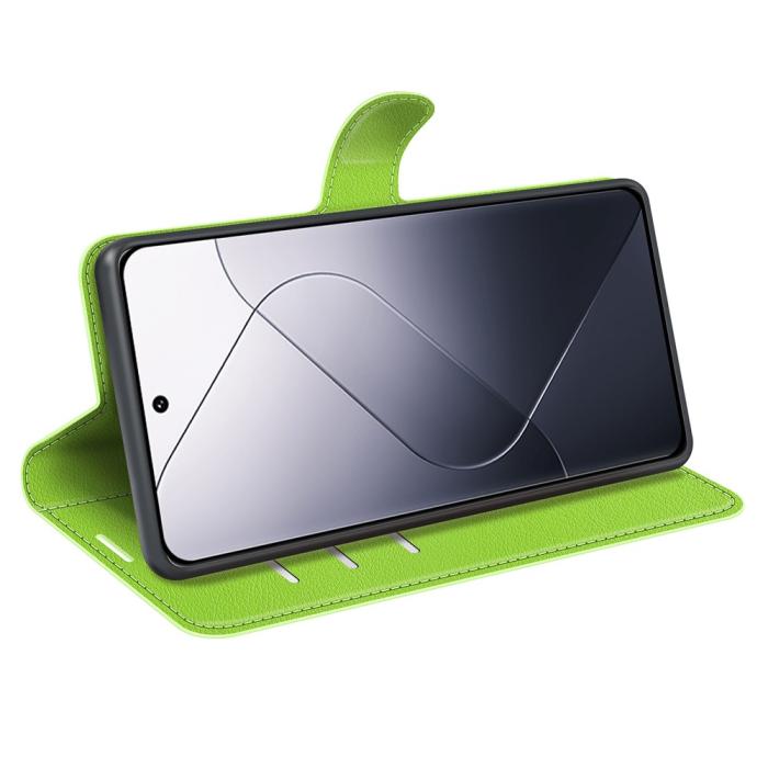 Bild 3, Xiaomi 14 Fodral Litchi Läder Grön