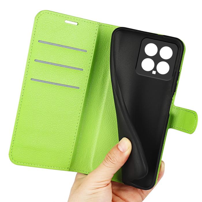 Bild 4, Xiaomi 14 Fodral Litchi Läder Grön