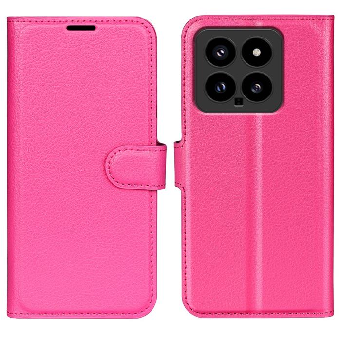 Bild 1, Xiaomi 14 Fodral Litchi Läder Rosa