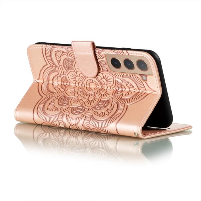 Bild 5, Samsung Galaxy S22 Fodral Sun Mandala Läder Roséguld