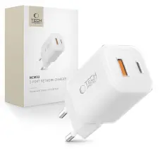 Tech-Protect 33W V&auml;ggladdare PD QC USB-C / USB-A Vit