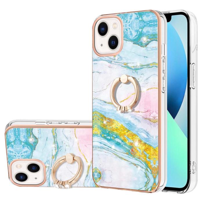 Bild 1, iPhone 15 Skal Ring Marmor Grön