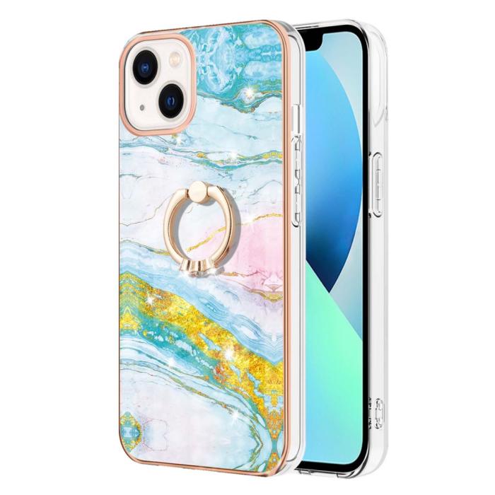 Bild 2, iPhone 15 Skal Ring Marmor Grön