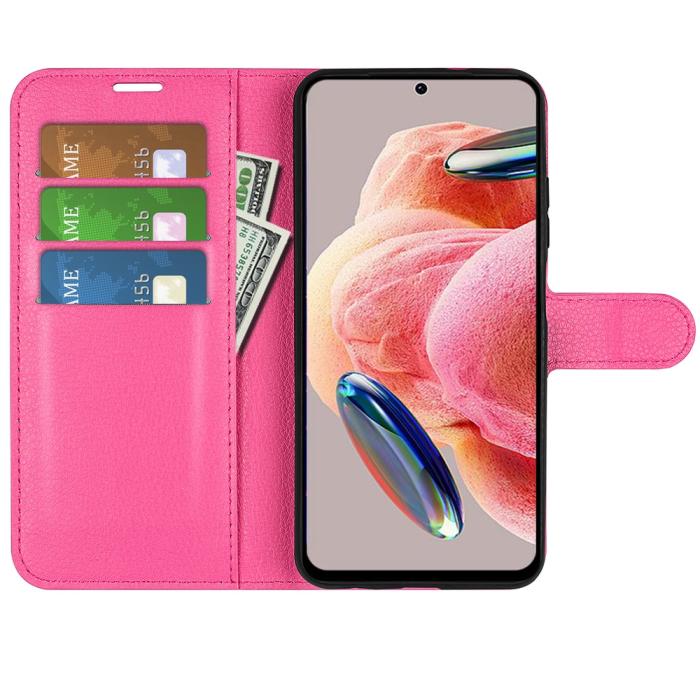 Bild 2, Xiaomi Redmi Note 12 4G Fodral Litchi Läder Rosa