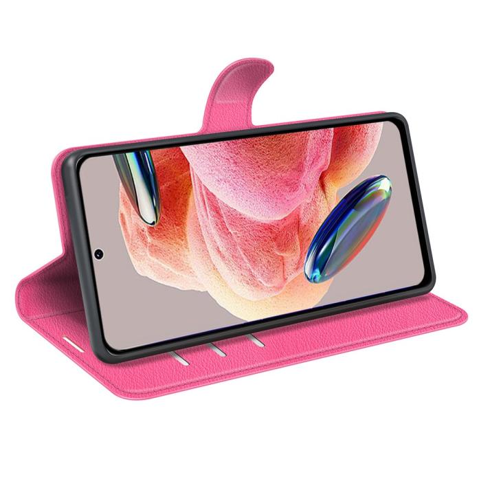 Bild 3, Xiaomi Redmi Note 12 4G Fodral Litchi Läder Rosa
