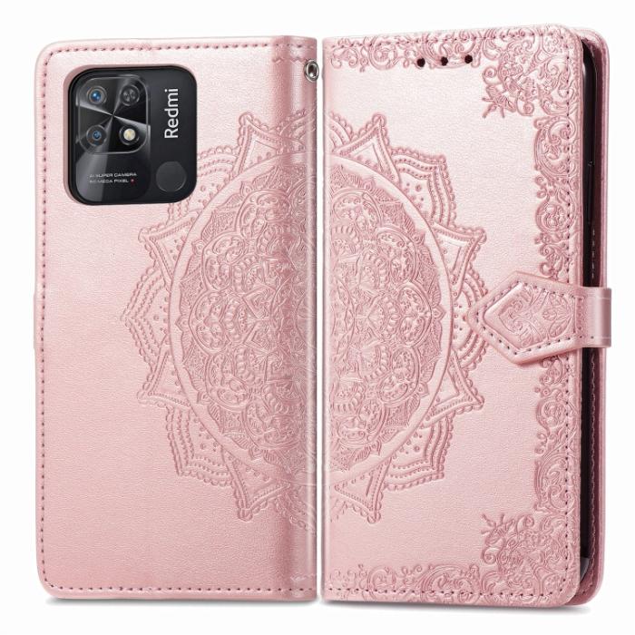 Bild 2, Xiaomi Redmi 10C Fodral Mandala Läder Roséguld
