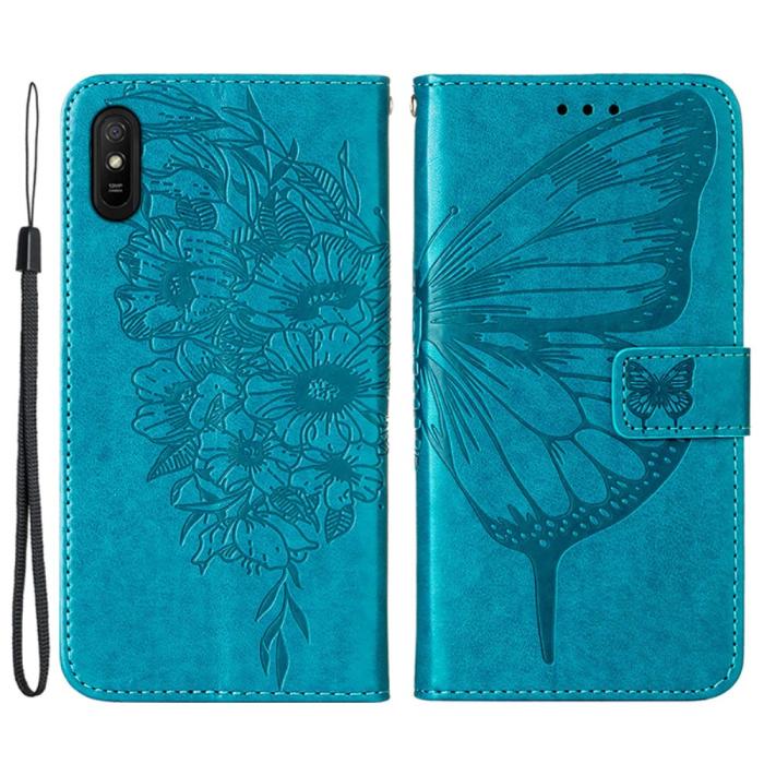 Bild 1, Xiaomi Redmi 9A / 9AT Fodral Butterfly Blå