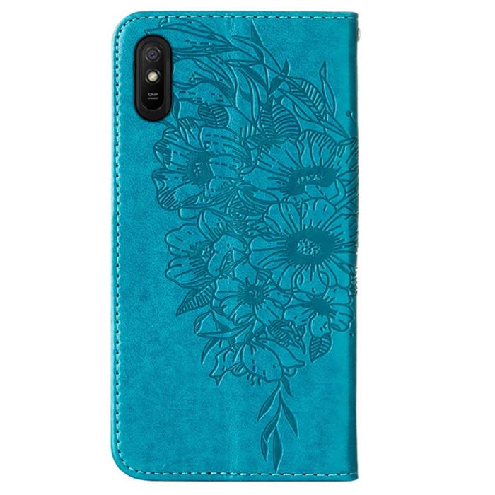 Bild 3, Xiaomi Redmi 9A / 9AT Fodral Butterfly Blå