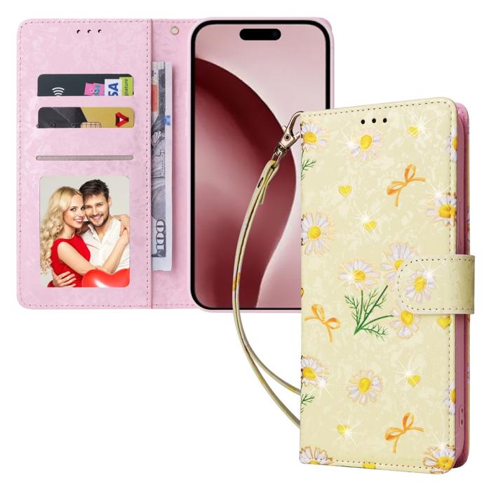 Bild 5, iPhone 16 Pro Fodral RFID Läder Yellow Daisy