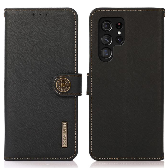 Bild 1, KHAZNEH Galaxy S24 Ultra Fodral RFID Äkta Läder Svart