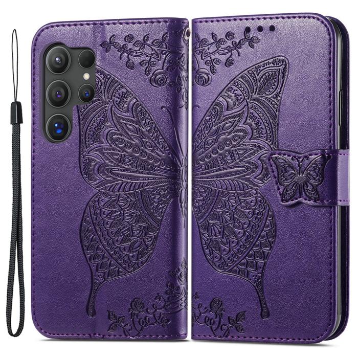 Bild 1, Samsung Galaxy S24 Ultra Fodral Big Butterfly Mörk Lila