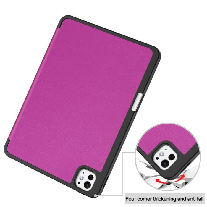 Bild 6, iPad Pro 11 2025/2024 Fodral Tri-Fold Pennhållare Lila