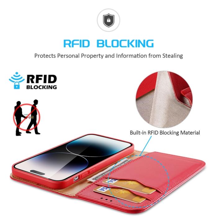 Bild 3, DUX DUCIS iPhone 15 Pro Max Fodral Hivo Äkta Läder Röd