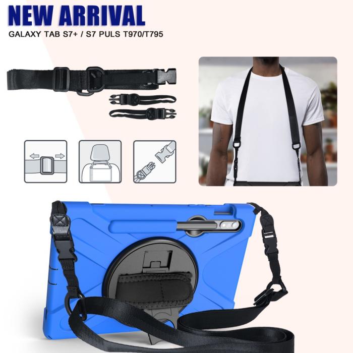 Bild 3, Galaxy Tab S8 / Tab S7 Skal 360° Hybrid Kickstand Med Strap