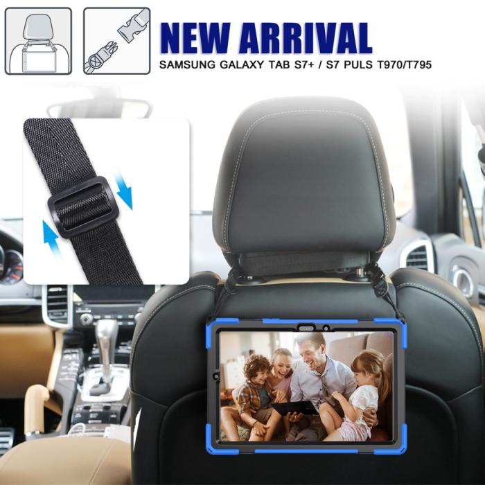 Bild 4, Galaxy Tab S8 / Tab S7 Skal 360° Hybrid Kickstand Med Strap